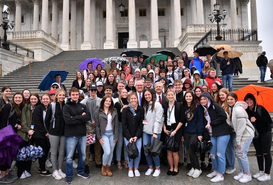 March 2022 - Senator Hoeven is joined by Senator Cramer to address ND high schoolers visiting Washington, D.C.